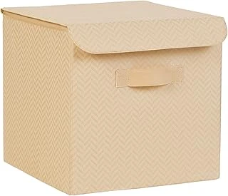 Textile Bej Balıksırtı Kapaklı Kutu Set 30 X 30 X 30 Cm ürün görseli 1