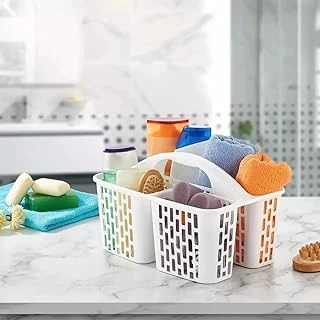 Deconox 3 Bölmeli Kulplu Düzenleyici Sepet - Taşınabilir Temizlik Düzenleme Kutusu - Banyo, Mutfak Ofis İçin Çok Amaçlı Organizer (30X20X20 Cm) ürün görseli 1