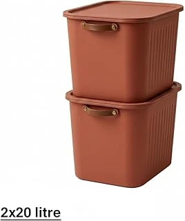 2 Adet Kapaklı 20 Litre Saklama Kutu Seti -Özel Kulplu– Turuncu -Taşınabilir Kulplu, Dolap İçi Düzenleyici, Çok Amaçlı Organizer Kutu, Oyuncak & Kıyafet Kutusu ürün görseli 1