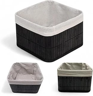 Deconox Bambu Çok Amaçlı Saklama Kutusu Düzenleyici Kare Organizer, Dekoratif Bambu Düzenleyici Si̇yah (20X20X13Cm) ürün görseli 1