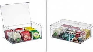 Şeffaf Kapaklı 6 Bölmeli Organizer Kutusu – Çay, Takı, Baharat, Aksesuar Küçük Eşyalar İçin Düzenleyici Kutusu – 23×14×9 Cm ürün görseli 1