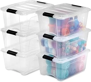 Iris Ohyama Kutu, Plastik Saklama Düzenleyici, 6'Lı Paket, 6 X 15 L, Sabit, Klipsler, Istiflenebilir, Çok Amaçlı, Oturma Odası, Yatak Odası, Ofis, Kulübe - Ddntb-15 - Şeffaf ürün görseli 1