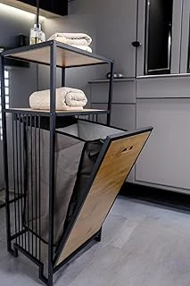 Digithome Metal Kirli Sepetli 2 Raflı Çok Amaçlı Banyo Düzenleyici Raf Organizer Siyah – Mrs-003 C1-1-369 ürün görseli 1