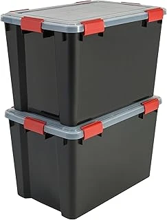 Iris Ohyama, 2'Li Set Hava Geçirmez Saklama Kutusu, 70 L, Klipsli, Istiflenebilir, Garaj, Kiler, Tavan Arası – Air Tight Box At-Ld – Siyah ürün görseli 1