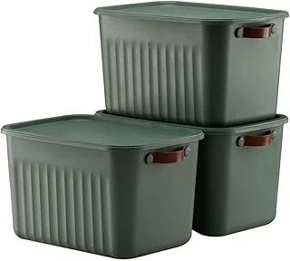 3 Adet Kapaklı Saklama Kutusu Seti -15 Litre – Yeşil- Taşınabilir Kulplu, Dolap İçi Düzenleyici, Çok Amaçlı Organizer Kutu, Oyuncak & Kıyafet Kutusu ürün görseli 1