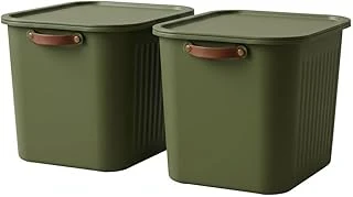 2 Adet Kapaklı Büyük Boy Saklama Kutu Seti -20 Litre – Yeşil- Taşınabilir Kulplu, Dolap İçi Düzenleyici, Çok Amaçlı Organizer Kutu, Oyuncak & Kıyafet Kutusu ürün görseli 1