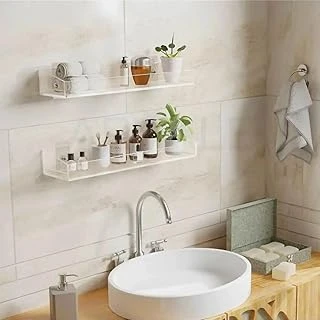 Arvale 2 Adet Pleksi Hayalet Raf | Banyo Mutfak Düzenleyici Kendinden Yapışkanlı Vidalı Raf - 40 Cm ürün görseli 1
