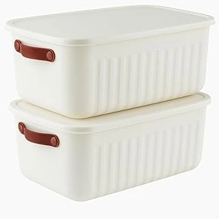 2'Li Kapaklı Saklama Kutusu Seti -10 Litre – Turuncu -Taşınabilir Kulplu, Dolap İçi Düzenleyici, Çok Amaçlı Organizer Kutu, Oyuncak & Kıyafet Kutusu ürün görseli 1