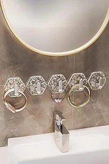 Kendinden Yapışkanlı Buz Desen Duvar Askısı, Gümüş, 5'Li Askı, Banyo Mutfak Için Havlu Askılık ürün görseli 1