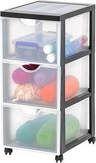 Iris Ohyama Saklama Kulesi, Saklama Kulesi, Çok Fonksiyonlu Plastik Saklama Kulesi, Tekerlekli Çekmeceli Kule, 3 X 15 L, Ergonomik Açıklık, Ev, Ofis - Dddc-303 - Siyah ürün görseli 1
