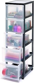 Iris Ohyama, Plastik Çekmeceli Saklama Ünitesi, Plastik Saklama Çekmeceleri, A4 Formatı 4 Tekerlek, Y100,5 Cm/5 Çekmece, Bpa İçermez, Siyah, G40 X D29 X Y100,5 Cm, Dc-305 ürün görseli 1