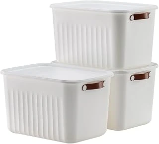 3 Adet Kapaklı Saklama Kutusu Seti -15 Litre – Beyaz -Taşınabilir Kulplu, Dolap İçi Düzenleyici, Çok Amaçlı Organizer Kutu, Oyuncak & Kıyafet Kutusu ürün görseli 1