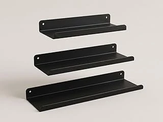 Orret 3’Lü Metal Duvar Rafı Yapışkanlı Raf Seti Banyo Rafı Mutfak Rafı Dekoratif Duvar Rafı Siyah Raf Organizer Seti 30-35-40 Cm ürün görseli 1