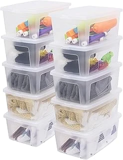 Iris Ohyama Çok Yönlü Saklama Kutuları, 11 L, 10'Lu Set, Şeffaf, Kapak Kolayca Kapanabilir, Istiflenebilir, Plastik, Dolap, Raflar, Sınıf, Organizasyon, Sanat Malzemeleri, Ayakkabı, Mcb-11 ürün görseli 1
