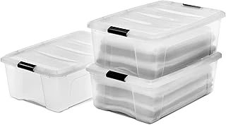 Iris Ohyama, Kutular, Plastik Saklama Düzenleyici, 3'Lü Paket, 3 X 30 L, Sabit, Klipsler, Istiflenebilir, Çok Amaçlı, Oturma Odası, Yatak Odası, Ofis, Kulübe - Ddntb-30 - Şeffaf ürün görseli 1