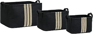 Textile 3'Lü Çizgili Siyah Renk Jüt Sepet Set 24 X 17 X 14/30 X 21 X 18/42 X 31 X 25 Cm ürün görseli 1