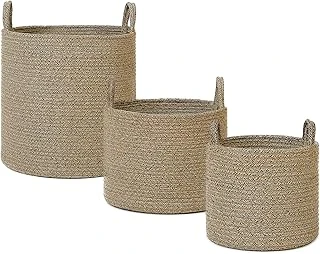 Textile 3'Lü Siyah Kırçıllı Jüt Halat Sepet Set 26 X 22/35 X 27/40 X 40 Cm ürün görseli 1