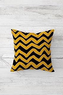Pelangi Hardal Zigzag Desenli Çift Tarafı Baskılı Gizli Fermuarlı Yastık Kılıfı Kırlent Koltuk Yastık Kılıfı, Hardal-Siyah 45 X 45 ürün görseli 1