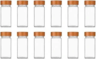 Bambu Kapaklı Cam Baharatlık Seti 12 Adet, Şeffaf Kare Baharat Kavanozu, Plastik Delikli İç Kapaklı Kontrollü Döküm Sistemi, 11X4X4 Cm Mutfak Düzenleyici Baharat Saklama Kabı Seti ürün görseli 1