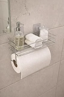 Sas Haus Yapışkanlı Raflı Kağıt Rulo Havluluk Peçetelik Havlu Kağıtlık Krom Banyo Mutfak Düzenleyici Raf Shr-, Bej ürün görseli 1