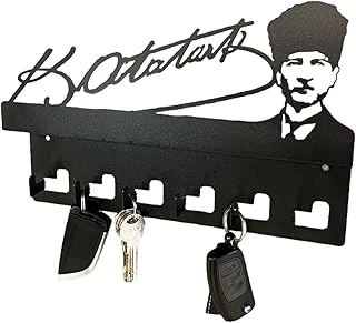 Atatürk Tasarımlı Duvar Askılı Anahtarlık Mektup Rafı Model-1 - Siyah ürün görseli 1