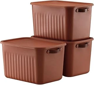 3 Adet Kapaklı Saklama Kutusu Seti -15 Litre – Turuncu -Taşınabilir Kulplu, Dolap İçi Düzenleyici, Çok Amaçlı Organizer Kutu, Oyuncak & Kıyafet Kutusu ürün görseli 1