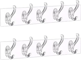 Aee® 2 Adet Şeffaf Duvar Askısı 5'Li Iz Bırakmayan Güçlü Yapışkanlı Askı Kapı Arkası Banyo Mutfak Düzenleyici Kanca Askılık ürün görseli 1