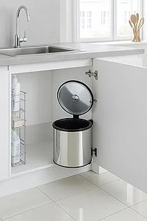 Banyo, Mutfak Dolap Içi 11 Litre Metal Kovası – Krom, Tüm Dolaplara Uyumlu Tezgah Altı Kovası ürün görseli 1