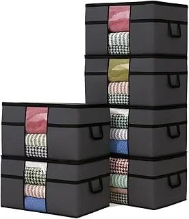 6 Adet Pencereli Yastık Saklama Hurcu - Mega Boy Yorgan Hurç Organizer Düzenleyici - 75 X 40 X 40 Cm (Antrasit) ürün görseli 1