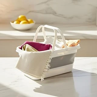 Deconox Katlanabilir Silikon Çamaşır Sepeti 17 Litre, Yer Tasarruflu Akordiyon Sele, Kulplu Çok Amaçlı Düzenleyici, Banyo Mutfak İçin Pratik Katlanır Leğen (48X28 Cm) ürün görseli 1
