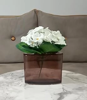 Vazo Dahi̇l,Vazo Dahi̇l,Vazoda Çi̇çek,Beyaz Yapay Çi̇çek,Vazo Dekorati̇f Oval Kahverengi̇ 13X5X15Cm ürün görseli 1