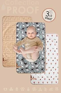 3Lü Alt Açma Değiştirme Örtüsü Sıvı Geçirmez Koruyucu Alez Yıkanabilir Bebek Bakım Pedi S Bejgup ürün görseli 1