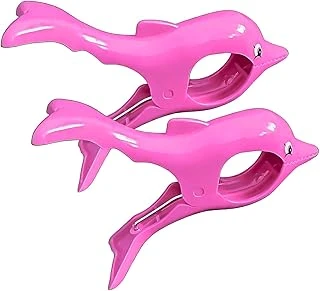 Plaj Havlusu Mandal Klipsi, Yunus Şeklinde Pembe Plastik Havlu Tutacağı, Rüzgara Dayanıklı, 2 Adet ürün görseli 1