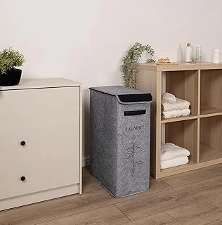 Pazar Kapısı Felted Deri Detaylı Lüks Keçe Çamaşır Sepeti (1 Gözlü) ürün görseli 1