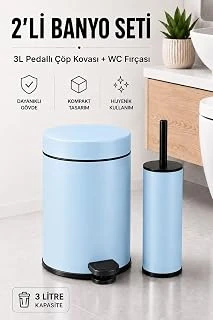 Sas Haus Pedallı Kovası 3 Litre İç Kovalı Kapaklı Tuvalet Fırçalı Banyo Seti Krom - Titan 7103 ürün görseli 1