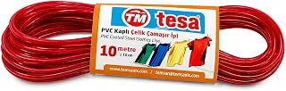 Tesa Pvc Kaplı Çelik Çamaşır İpi 10 Metre – Dayanıklı Paslanmaz Çelik İç Telli Çamaşır Asma İpi | Güçlü Taşıma Kapasiteli Kırmızı Çamaşır İpi ürün görseli 1