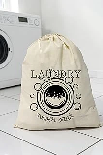 Stonehill, Sade Tasarım Wash Desenli Ham Bez Kumaş Çok Amaçlı Kirli Çamaşır Torbası 40X50 (1 Adet) (Model 6) ürün görseli 1