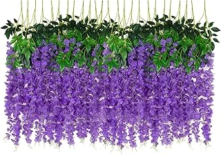 24'Lü Paket Yapay Wisteria Çiçek İpek Çiçekler İp Asma Ratta Asılı Garland Ev Bahçe Parti Düğün Fonu Kemer Dekoru (Mor) ürün görseli 1