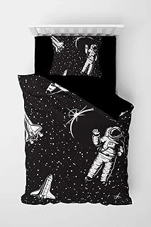 Monohome Siyah Uzay Astronot 3D Pamuk Saten Çocuk Nevresim Takımı, Cocukuzay2 ürün görseli 1