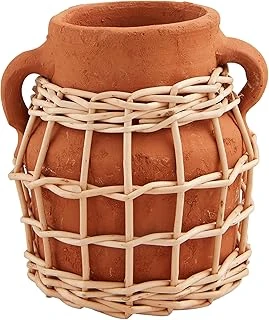 Mud Pie Küçük Terracotta Rattan Vazo; 5 1/2 "X 4 3/4" Çap ürün görseli 1