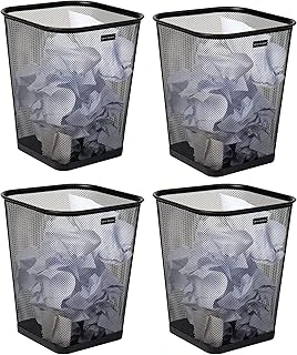 Mind Reader Mesh Kovası, Atık Kağıt Sepeti, Kare, Ofis, Metal Örgü, 9.8 "U X 9.8" G X 12.25" H, 4'Lü Set, Siyah ürün görseli 1