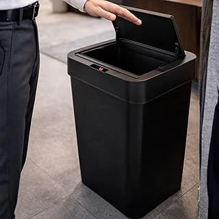 50 Litre Sensörlü Kovası, Otomatik Temassız Akıllı Kutusu, Dokunmatik Açma Özellikli, Sessiz Kapanan, Büyük Boy Mutfak, Ofis Ev İçin Siyah ürün görseli 1