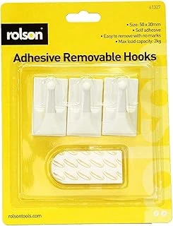 Rolson 61327 3Pc Removable Adhesive Hooks, Black ürün görseli 1