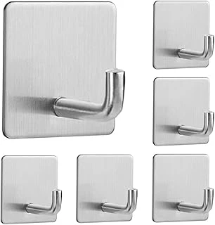 Mallart® 6Lı Bantlı Paslanmaz Çelik Askı | Sus304 Materyalli, Su Geçirmez & İz Bırakmayan | Duvara Zarar Vermez, Yuvarlak & Kare Modeller – Banyo, Mutfak, Ofis Için (Kare) ürün görseli 1