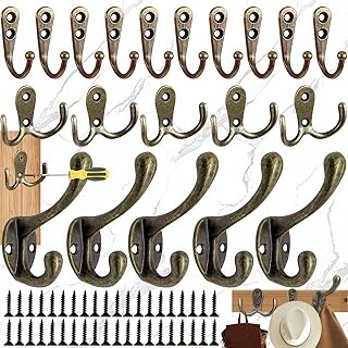 20 Adet Gardırop Askısı, Elbise Askısı, Duvar Askısı, Elbise Askısı, Vintage, Kuğu Boynu Kancası, Duvar Kancası, Vidalamak Için Çift Kanca (40 Vida Ile) ürün görseli 1