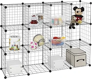 Finnhomy 12 Storage Küpleri Çok Aşamalı Kullanım Diy Tel Kafes Organizer Wandorganisator Raf Dolap Tel Kafes Plaka Garage Storage Rack Elbise Sets Raflar Için Kitap/Bitki/Oyuncak/Ayakkabı/Siyah ürün görseli 1