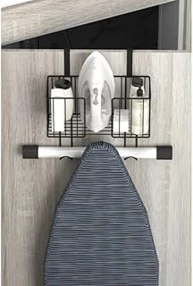 Kapı Arkası Ütü Masası Askı Aparatı, Metal Tel Sepetli, Siyah, 34X14,5X15 Cm ürün görseli 1
