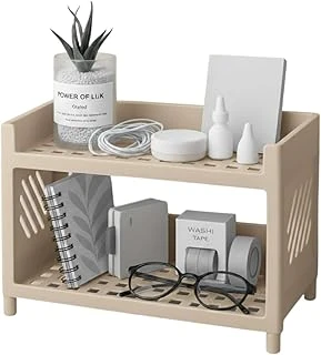 Çok Amaçlı 2 Katlı Organizer Raf – Bej Plastik Düzenleyici Stand – Banyo, Mutfak, Masaüstü Ofis İçin – 25 X Cm ürün görseli 1