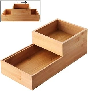 Deconox 2'Li Çok Amaçlı Bambu Organizer Set - Büyük Küçük Boy Banyo, Mutfak Ofis Düzenleyici Kutu - Ahşap Dekoratif Saklama Seti (33X16X12 Cm & 15X15X6 Cm) ürün görseli 1