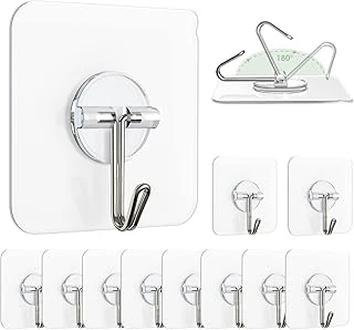 Aee® 10 Adet Şeffaf Duvar Askısı İz Bırakmayan Güçlü Yapışkanlı Kapı Arkası Banyo Mutfak Düzenleyici Metal Kanca Askılık ürün görseli 1